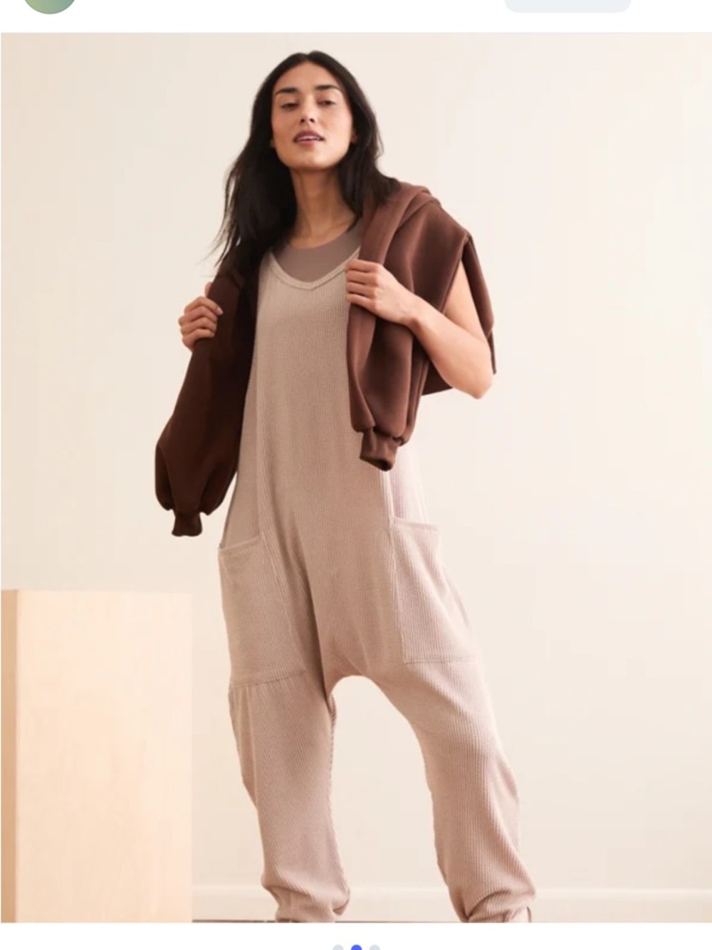 As Revival urban ribbed hang tough jumpsuit in seashell beige NWT